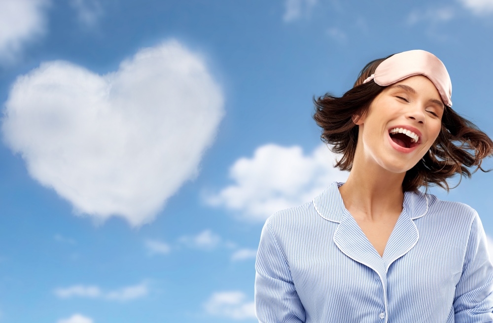 happy female with a cloud heart